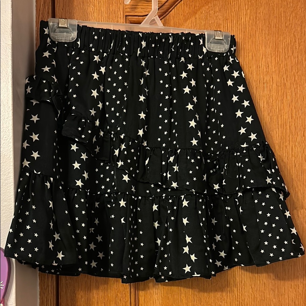 LoveShackFancy Black Star Patterned Women's Skirt